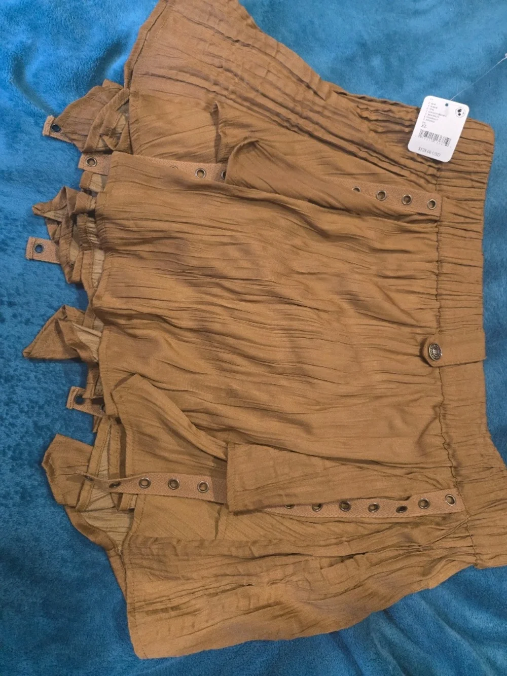 Free people Rue mini skirt golden brown NWT XL